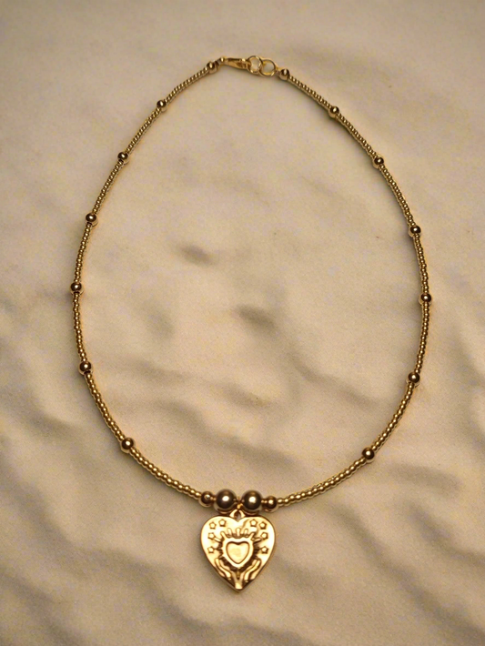 Golden Heart & Moon Pendant Necklace